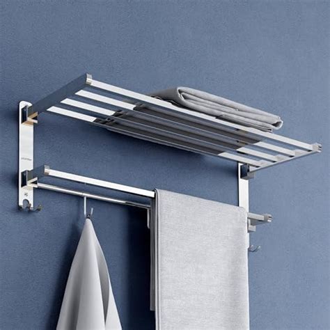 Plantex Stainless Steel Folding Towel Holder for Bathroom/Towel Rack ...
