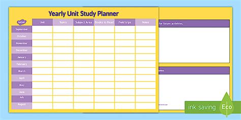 Yearly Home Education Plan Template - Parents