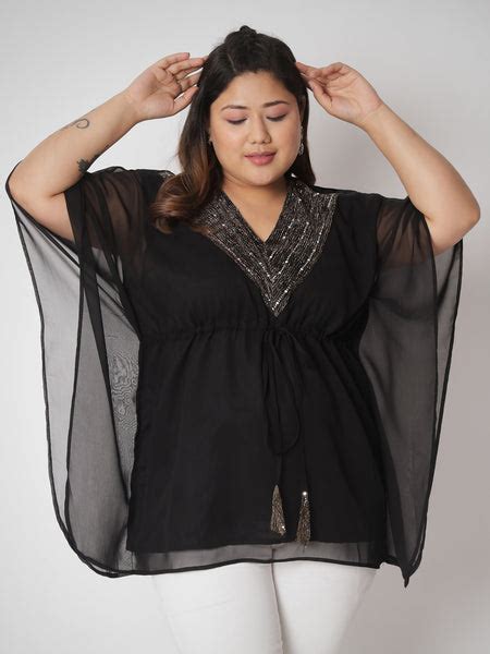 Plus Size Georgette Embellished Yoke Kaftan – Mystudiorasa