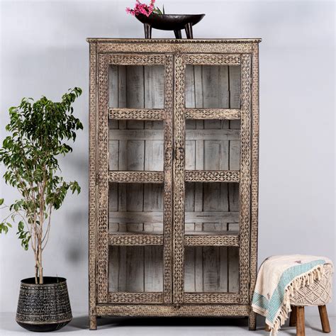 Indian antique wooden cabinet with handcrafted decorations – Om Home ...