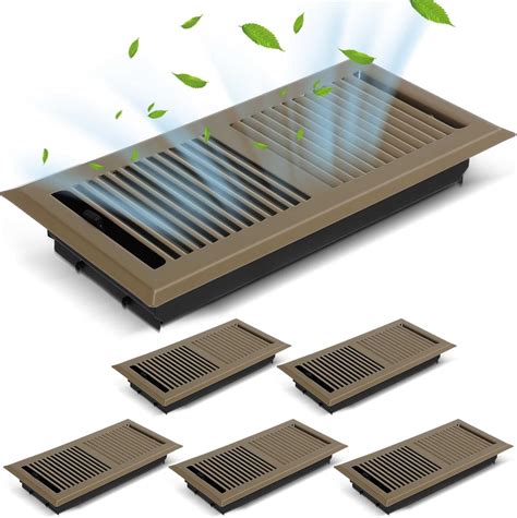 VIHOSE 6 Pcs Vent Covers for Home Floor 4" x 10" Brown Floor Registers ...