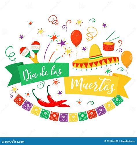 Vector Festive Poster Day of the Dead in Spanish Language Stock Vector ...