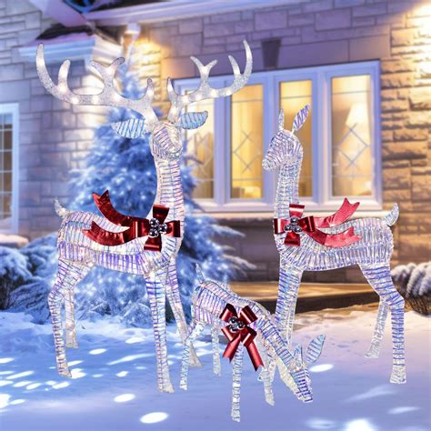 Amazon.com : 3-Piece Pre-Lit Prismatic Deer Family Christmas ...