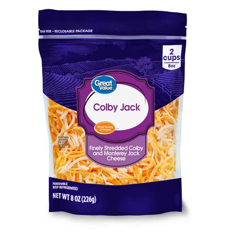 Great Value Finely Shredded Colby Jack Cheese, 8 oz