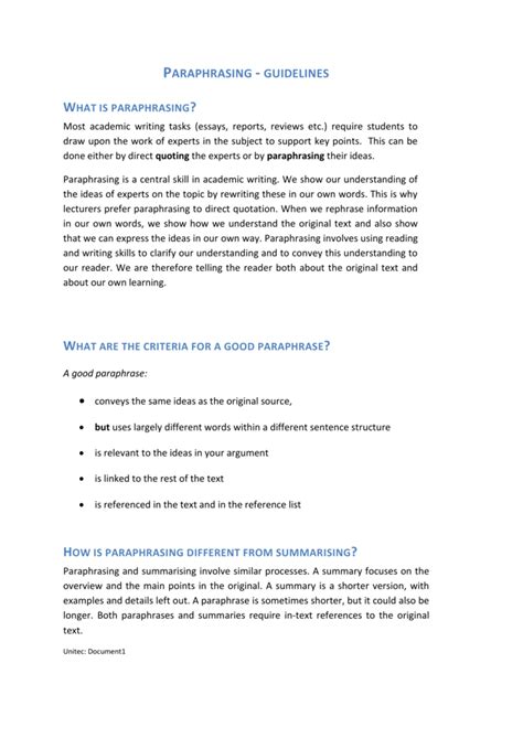 Image result for Example of Paraphrasing an Article