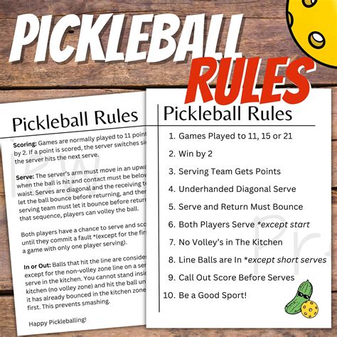 Pickleball Poster of Pickleball Rules With Simple Scoring, Serving and ...