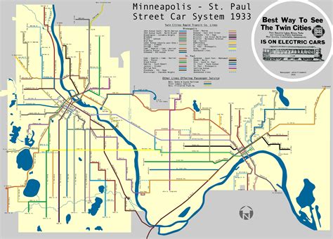 Beautiful Map of Historic Twin Cities Streetcar Lines | Net Density ...