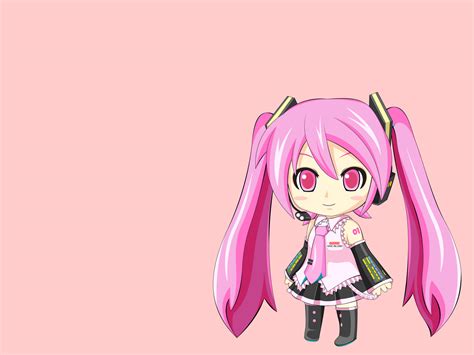 chibi hatsune miku long hair pink pink hair twintails vocaloid ...