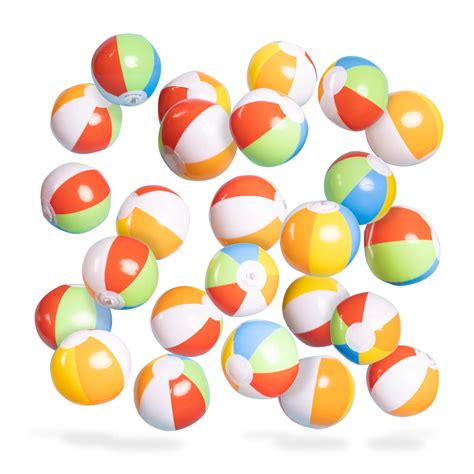 Top Race Multipack of 25 Mini Beach Balls, 5 Inch Inflatable Plastic ...