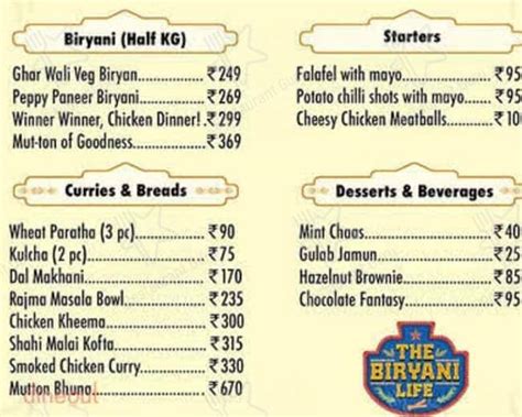 Menu at The Biriyani Life, Hyderabad, 2-52