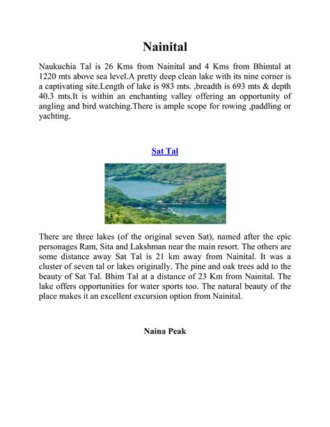 Nainital hill station | PDF