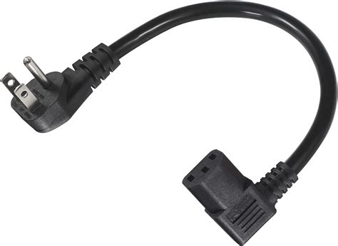 90 Degree Computer Power Cord Right Angle - 1FT Flat Plug NEMA 5-15 ...