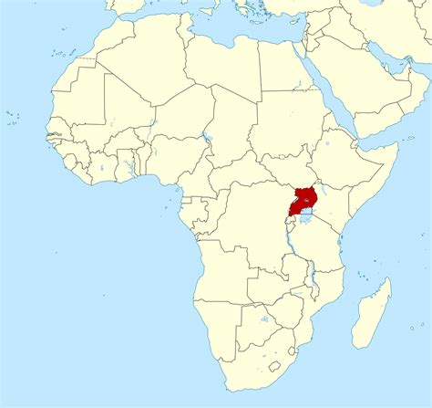Large location map of Uganda in Africa | Uganda | Africa | Mapsland | Maps of the World