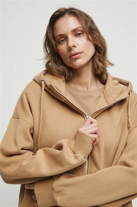 Medicine bluza damska kolor beżowy z kapturem gładka | Answear.com