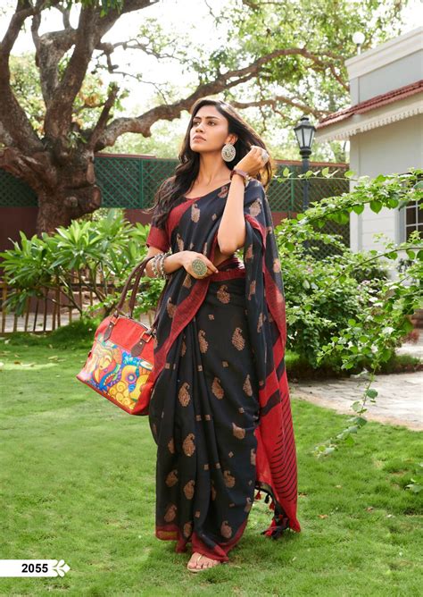 Ideal Pure Black Colored Festive Wear Linen Designer Saree – Ibis Fab