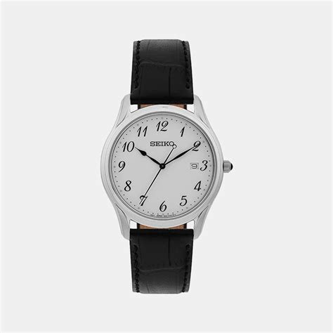 Seiko Dress Men Quartz White Dial Analog Leather Watch SUR303P1 – Just ...