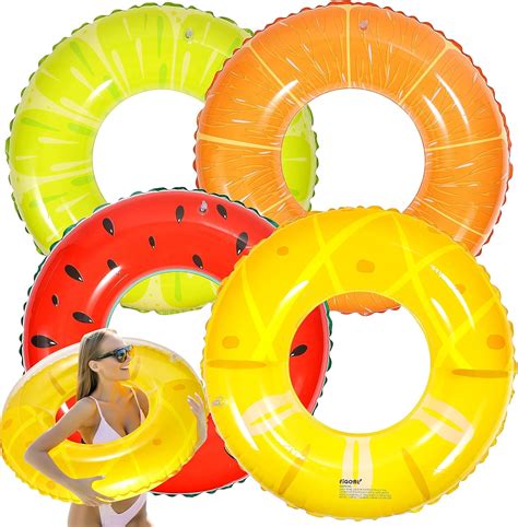 Buy FiGoal 4 Pack Fruit Pool Float Watermelon, Lime, Orange and Semi ...