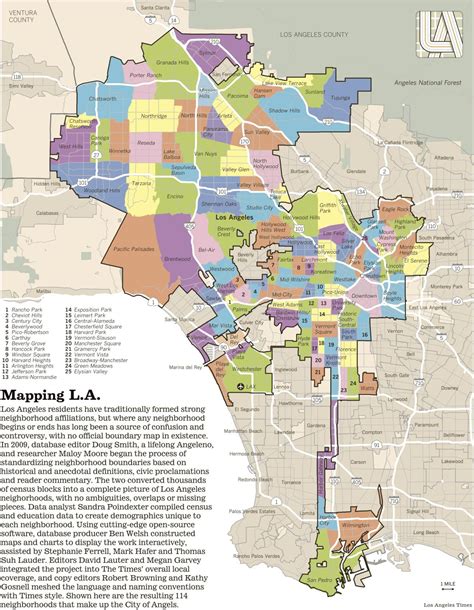 LA neighborhood map - Map of Los Angeles area neighborhoods (California ...