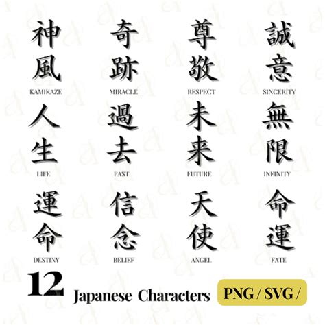 Japanese Word SVG Bundle, Japanese Symbols SVG, Kamikaze Kanji PNG ...