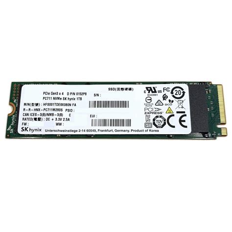 SKHynix SK Hynix SSD 1TB M.2 2280 PCIe Gen3 x4 PC711 HFS001TDE9X080N ...