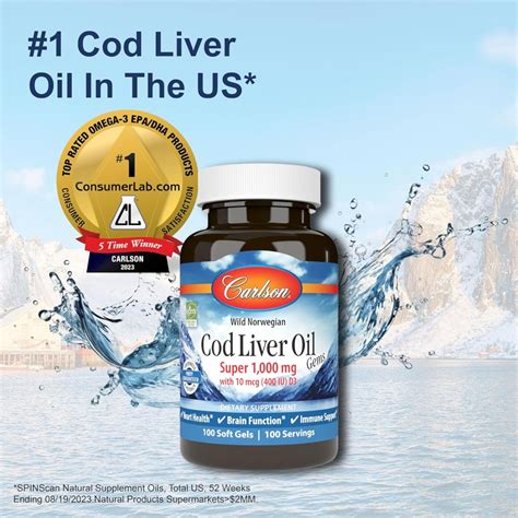 Carlson Cod Liver Oil 1000 mg 100 Softgels | Egypt Vitamins