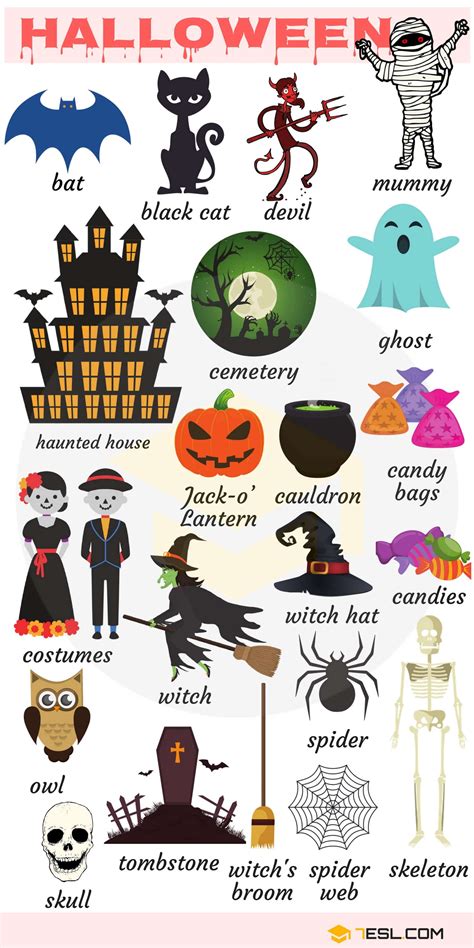 Halloween Vocabulary Words in English • 7ESL
