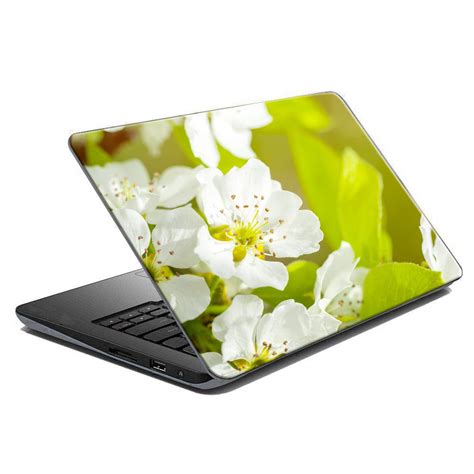 Printart Laptop Spring White Flower Wallpaper Sticker for Laptop Skin ...