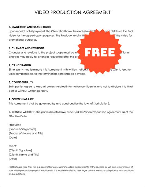 Free Editable Video Production Agreement Template