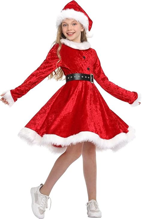 Santa Girl Dress For Kids X-Mas Day Celebration Red Dress For Girls ...