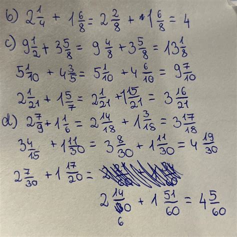 Obliczb) 2 1/4 i 1 6/8=c) 9 1/2 i 3 5/8=, 5 1/10 i 4 3/5=, 2 1/21 i 1 5 ...