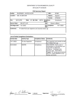 Fillable Online Fce Summary Report for Riverside-hayes 34 Cpf ...