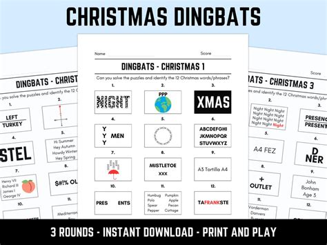 Buy Printable Christmas Dingbats Picture Quiz With Answers Downloadable ...