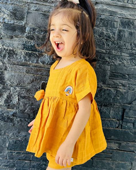 Girl Kids Co-ord set ( 0 months - 4 years ) Mustard – Honcho Baby