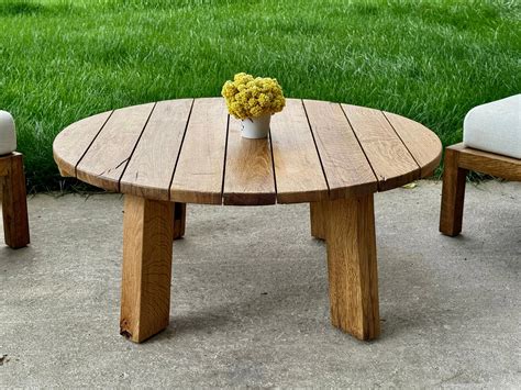 wood round cocktail table outdoor - Google Search | Round wood cocktail ...