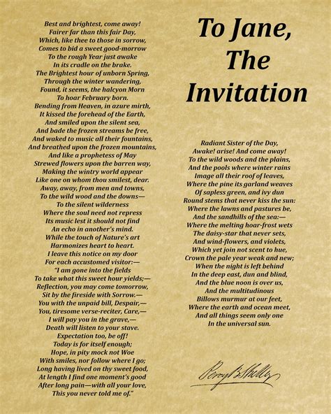To Jane The Invitation, Poem by Percy Bysshe Shelley, Typography Print ...