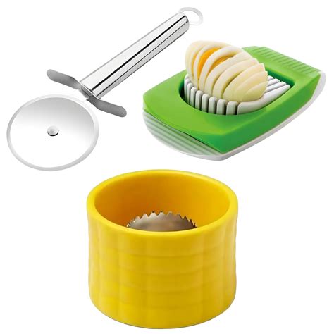 TRADETEX Stainless Steel Pizza Cutter Egg Cutter, Egg Slicer, Boiled ...