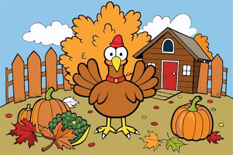 Happy Turkey Farm Scene | Premium AI-generated vector
