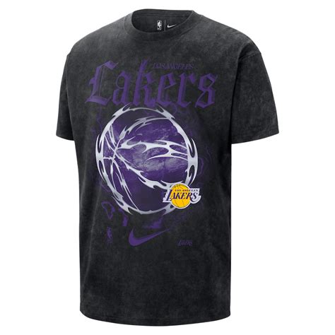Preto Los Angeles Lakers T-shirts com grafismos. Nike PT