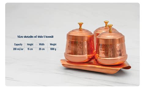 Pure Copper Dry Fruit Jars with Lid | Set of 3 | Copperware | Jar for ...