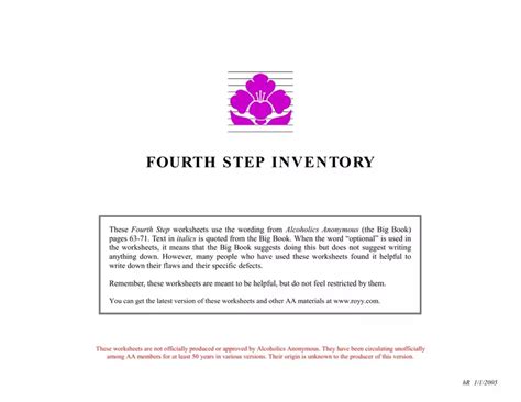 Image result for 4th Step Inventory Worksheet PDF