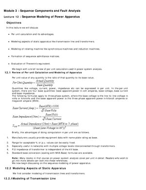 Lecture-13 - Sequence Components and Fault Analysis: Sequence Modeling ...