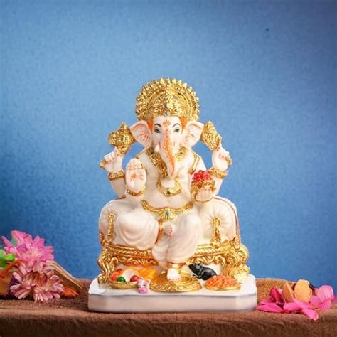 Buy TIED RIBBONS Ganesha Idol Statue Showpiece Figurine (Resin, Multi ...