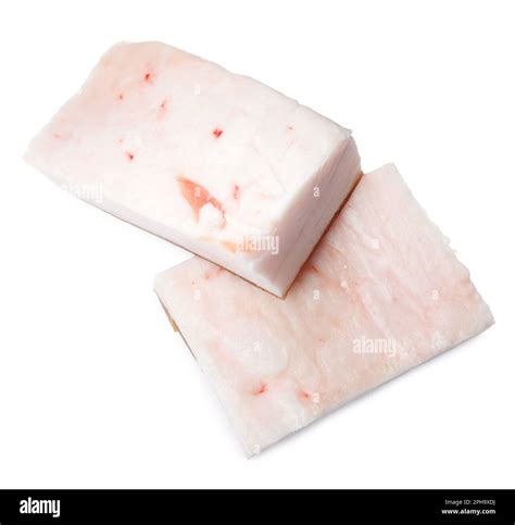 Pieces of pork fatback isolated on white, top view Stock Photo - Alamy