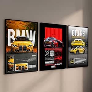 Kotart Big BMW M4, Nissan GTR, Porsche GT3 RS Car Framed Posters Gift ...