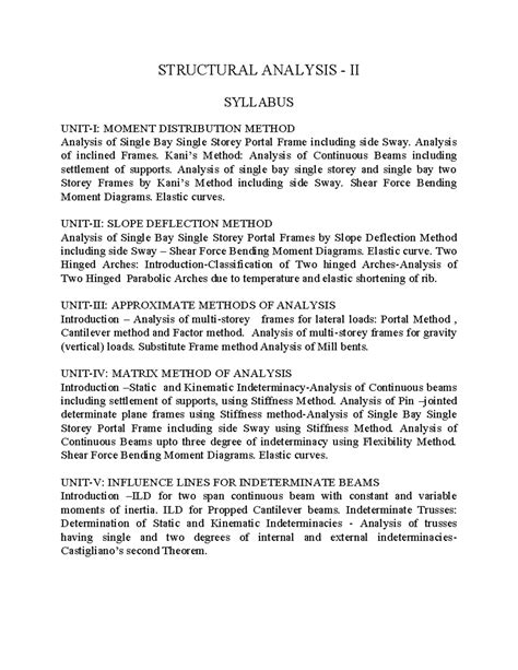Structural analysis-II - STRUCTURAL ANALYSIS - II SYLLABUS UNIT-I ...