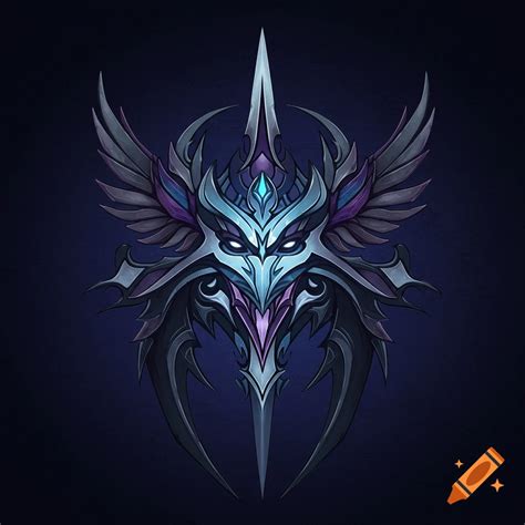 Lord Uphir’s sigil in blue, silver, black, grey, and purple on Craiyon