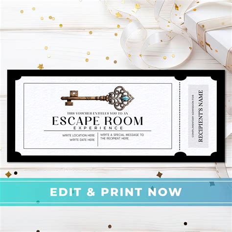Escape Room Experience Voucher, Escape the Room Gift Certificate ...