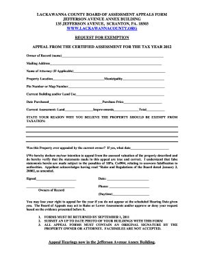 Fillable Online lackawannacounty Lackawanna county board of assessment ...