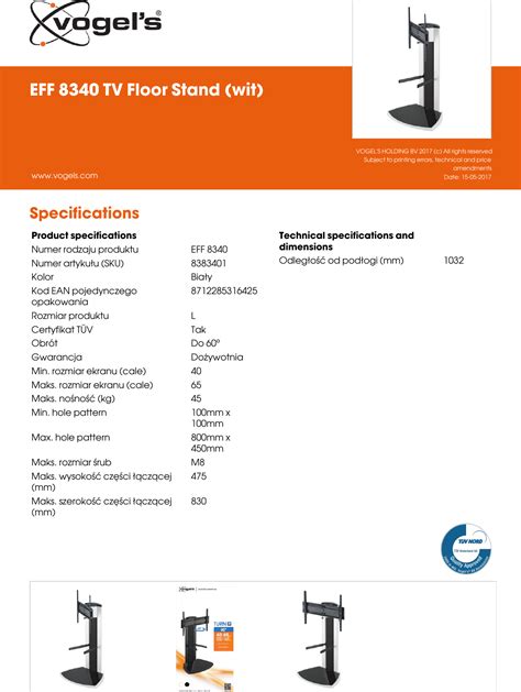 Leaflet Version 4.0 EFF 8340 TV Floor Stand wit 2215 pl