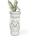Lasaki Laughing Buddha White Gold Ceramic Pots for Indoor Plants ...